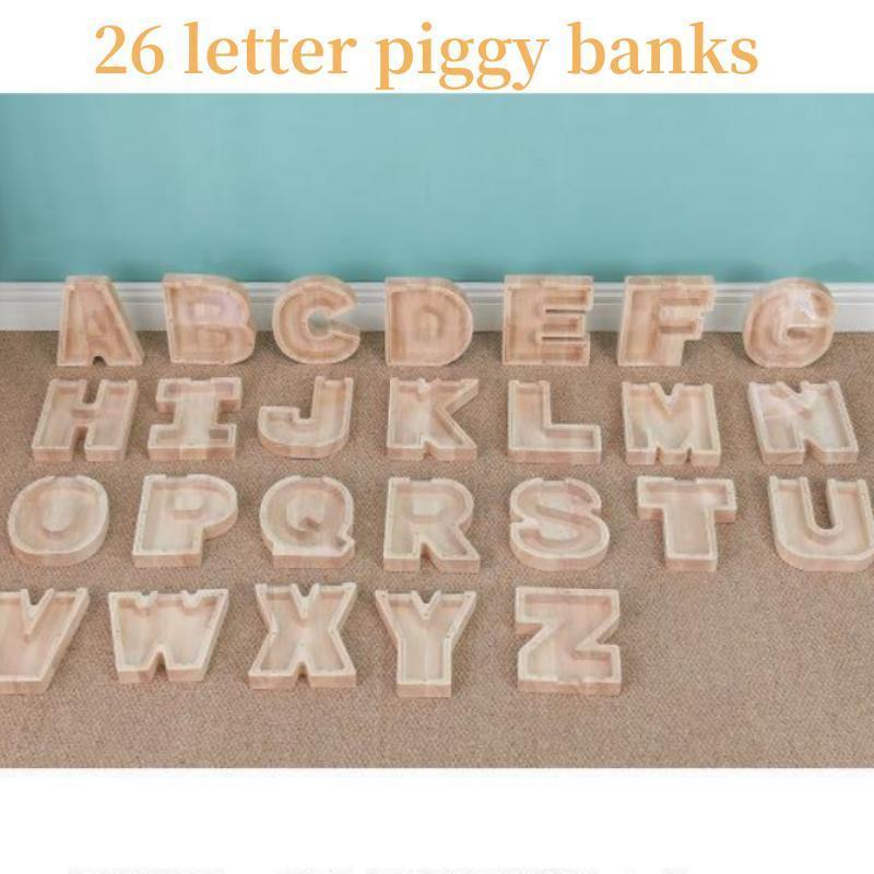 Wooden Letter Shaped Piggy Bank, 1 Count Creative Acrylic Piggy Bank, Room Decor, Home Decor, Durable Decor for Living Room & Bedroom, Fall Decor, Boyfriend Gifts