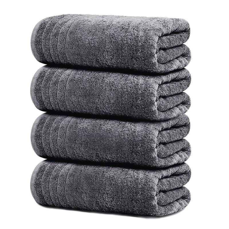 Pack of 4 Extra Large Bath Towels 30 x 60 Inches, 100% Cotton, Super Soft and Absorbent Lightweight Thick