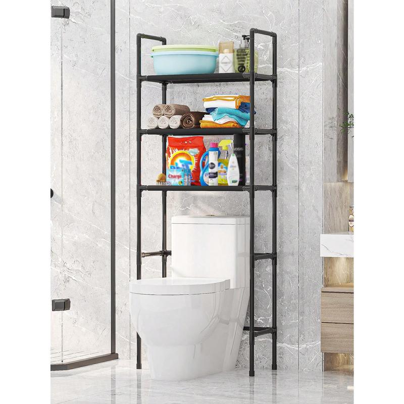 3-Layer Black Bathroom Storage Rack Set - Floor-Standing Toilet Rack & Basin Shelf Organizer organiser plastic