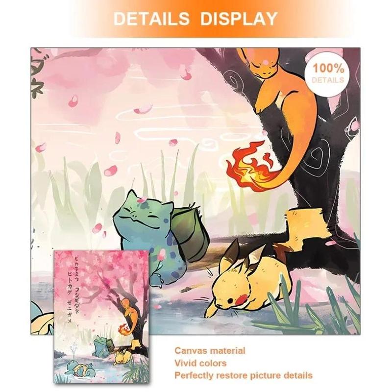 Pokemon Peripherals Pikachu Gyarados Squirtle Charmander Canvas Painting Anime Wall Art Prints Living Room Decor Posters