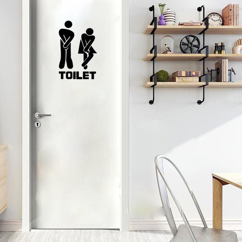 Toilet Sign Sticker, 1 Count Removable Waterproof Bathroom Decal, Home Decoration