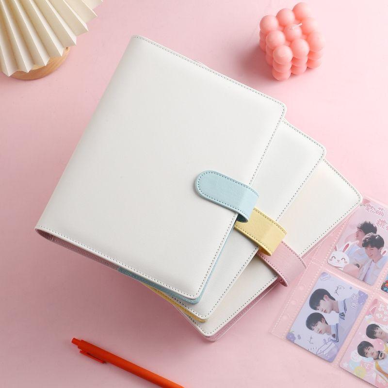 A5 Size Magnetic Snap Card Binder, 3-Inch Pop-Star Card Album, Card Storage, DIY Leather Photo Book Cover