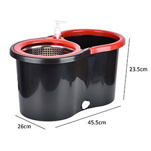 Red Black Easy Spin Mop Bucket SetEXTRA Mop Head Foor Magic MopMicrofiber 360 Rotating Mop BucketSet，2 mop heads