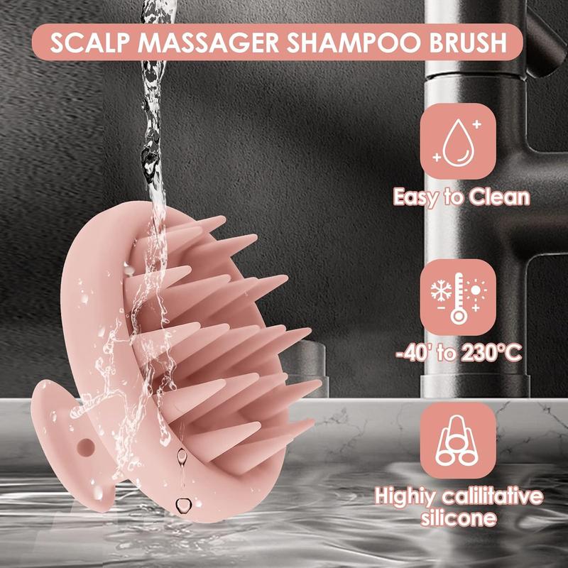 Soft Silicone Hair Scalp Massager Shampoo Brush, Upgraded Hair Scalp Scrubber for Dandruff Removal for Wet Dry Hair Scalp Brush Easily Reach the Root of Thick Curly Hair Scalp Massager Hair Growth Accessories Hand Hollow Set