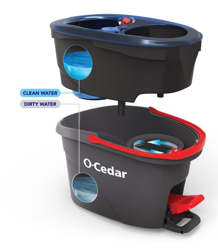 O-Cedar RinseClean Clean Water Spin Mop and Bucket System | Clean with Clean Water | Removes 99% of Bacteria 1306