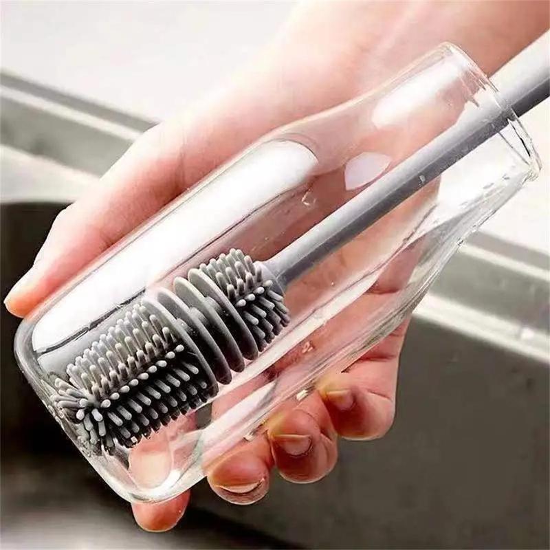 Silicone Cup Cleaning Brush without Dead Ends, 1 Count Long Handle Bottle Cleaning Tool, Kitchen Utensils & Gadgets