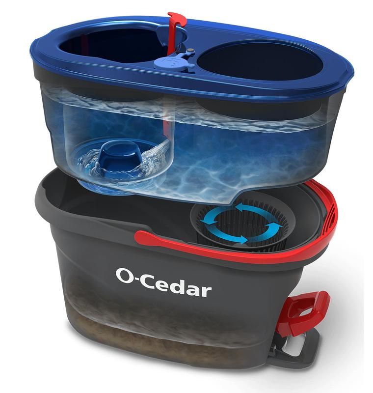 O-Cedar RinseClean Clean Water Spin Mop and Bucket System | Clean with Clean Water | Removes 99% of Bacteria 1306