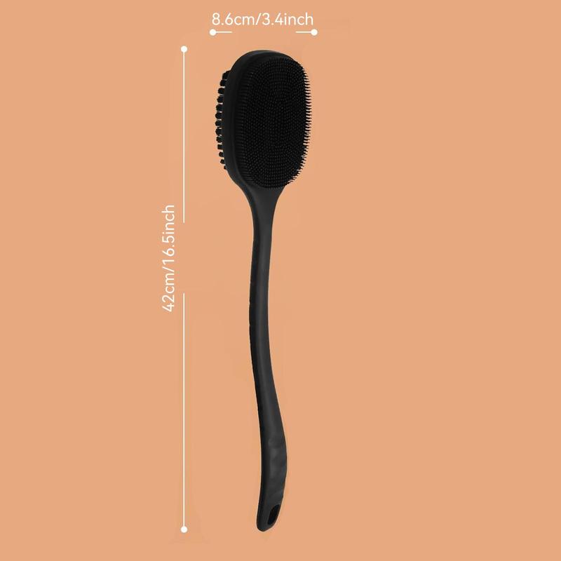 Silicone Double-sided Back Cleaning Brush, Long Handle Double-sided Body Scrubber for Shower Exfoliation & Massage, Household Bathroom Supplies