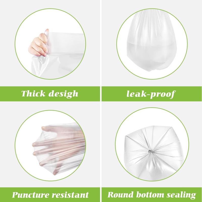 2.6 Gallon 80 Counts Strong Trash Bags Garbage Bags by , Bathroom Trash Can Bin Liners, Small Plastic Bags for Home Office Kitchen,fit 10 Liter, 2,2.5,3 Gal, Clear