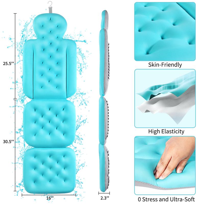 VOXORFull Body Bath Pillow,ThickBathtub Cushion with Laundry Bag,Luxury Tub Pillow for Bath for HeadrestNeck and Back Support Ocean Blue bath mat Gift