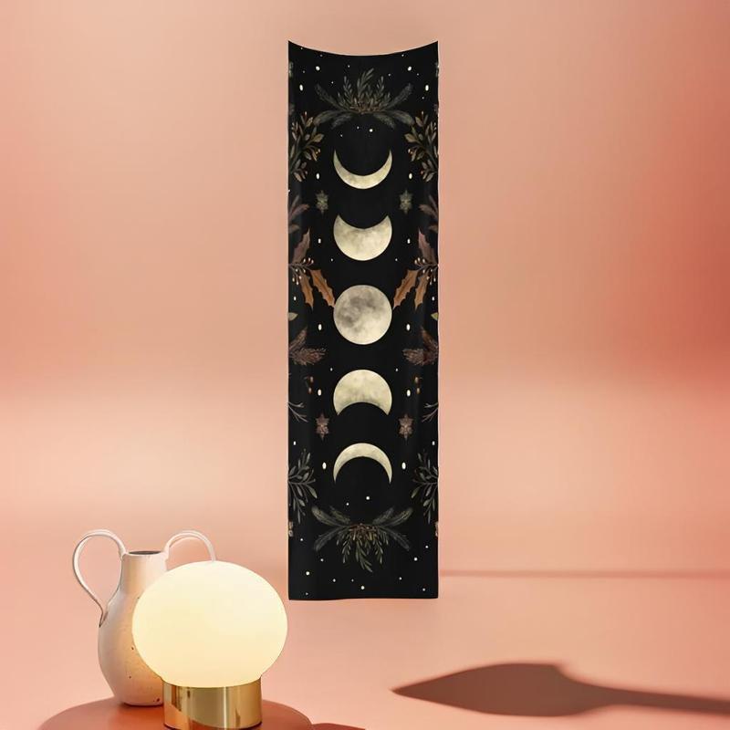 Moon & Plant Print Posters Tapestry for Home Decor, 1 Count Home Decor Boho Moon Phase Wall Hanging Ramadan Decorations, Ramadan Wall Decor for Home Bedroom & Living Room, Cool Bedroom Accessories