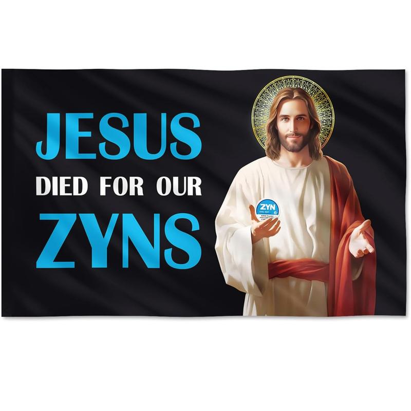 Jesus Died For Our Zyns Tapestry Funny Flags for Room 60x40in College Dorm Room Decor Man Cave Frat Wall Indoor Outdoor Tapestry Lightweight Cotton Linen Decorative Hanging