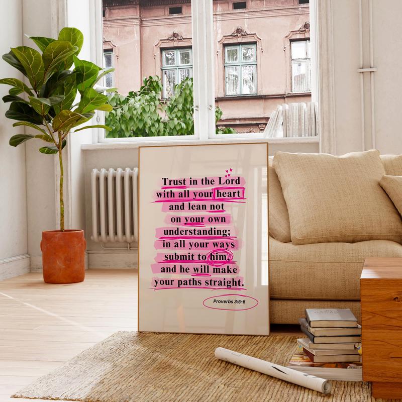 322Eglewood Trendy Modern Christian Art Proverbs God Wall Art Scripture Decor Pink Wallart Bible Verse Wall Art Spiritual Art Religious Unframe