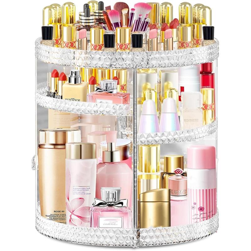 360° rotating 7-layer diamond pattern acrylic cosmetic storage box Organiser Plastic