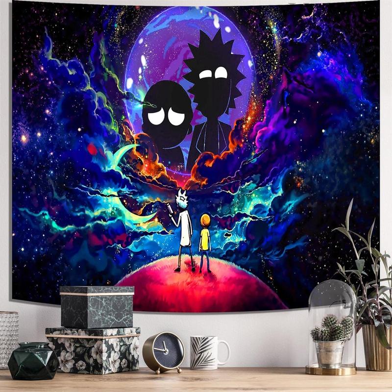 Space Wall Tapestry Hippie Anime Poster for Bedroom Aesthetics Funny Galaxy Star Room Decor Flag Wall Hanging for Teen Girls Men Dorm Living Room (51x60)