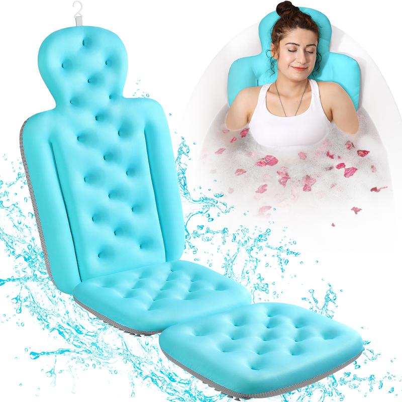 VOXORFull Body Bath Pillow,ThickBathtub Cushion with Laundry Bag,Luxury Tub Pillow for Bath for HeadrestNeck and Back Support Ocean Blue bath mat Gift