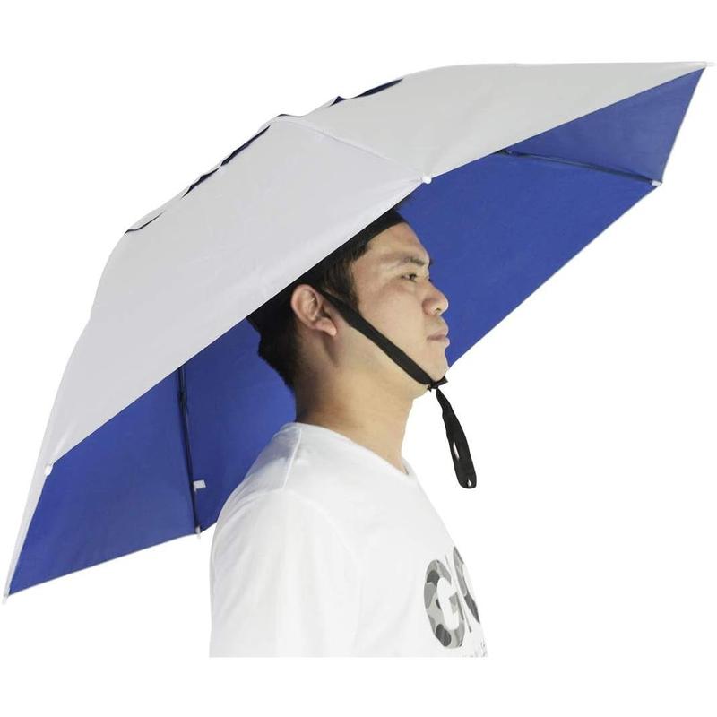 Fishing Umbrella Hat Folding Adjustable Sun Rain Cap, 37.4”Oversize Hands Free Umbrellas, 7-Ribs Anti-UV Waterproof Headwear for Fishing Gardening Golf Sunshade Outdoor