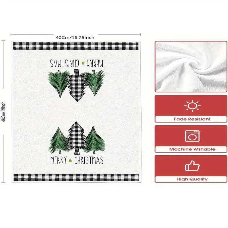 Christmas Themed Kitchen Towel, 2 Counts set Truck & Tree Pattern Kitchen Towel, Kitchen Decoration, Festive & Party Supplies