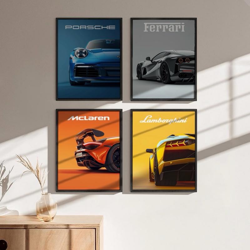 Sports Car Posters, Porsche, Ferrari, McLaren, Lamborghini Car Prints Decor for Bedroom, Office, Living Room, Car Prints for Son and Father, Father’s Day Gift (11 x 14 inch, Unframed)