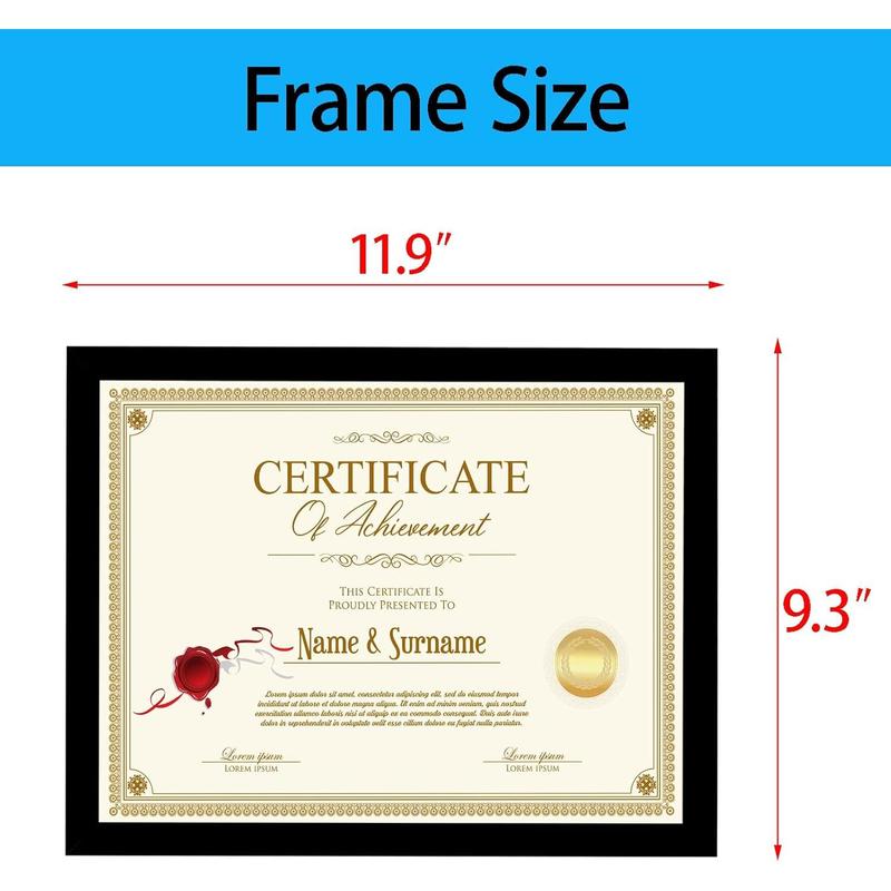 8.5x11 Document Frame Certificate Diploma Frame with High Definition Glass, 5 Pack Picture Frames for Wall and Tabletop, Black Decor Gift