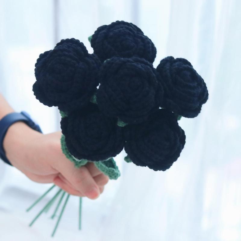 Artificial Rose without Vase, 1 3 6 10pcs Crochet Simulated Flower, Flowers Bouquet, Decorative Flower for Home Party Wedding