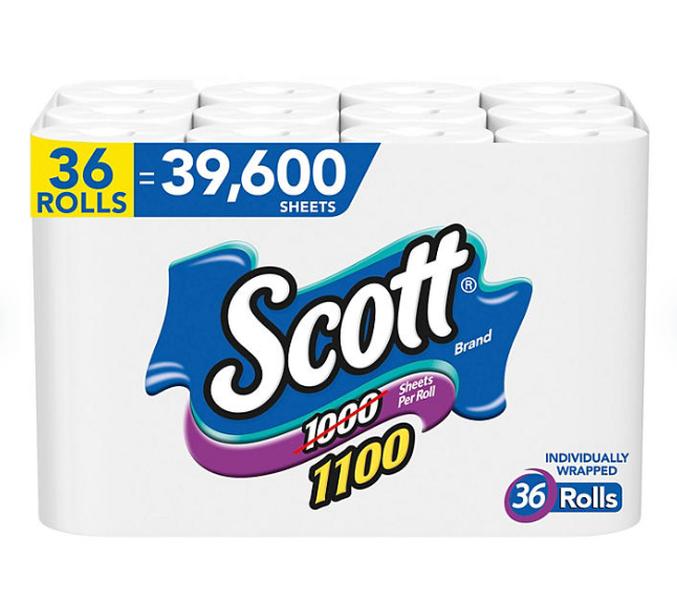 1100 1-Ply Toilet Paper (1100 sheets roll, 36 rolls) Wipes White