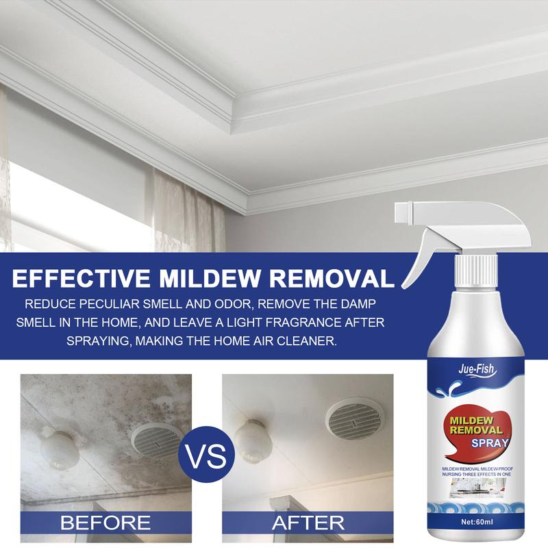 60ML Mildew Removal Spray Powerful Bathroom Descaler Spray Stubborn Stains Cleaner for Walls Tiles Floors Sinks Bathtubs Toilets Household Baking mold Cloth