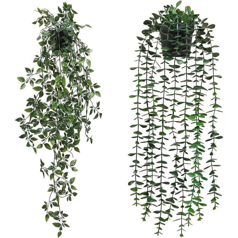 Artificial Hanging Plants 2 Pack Fake Potted Plants for Wall Home Room Office Indoor Decor (2 Pcs) Decorative Fruit