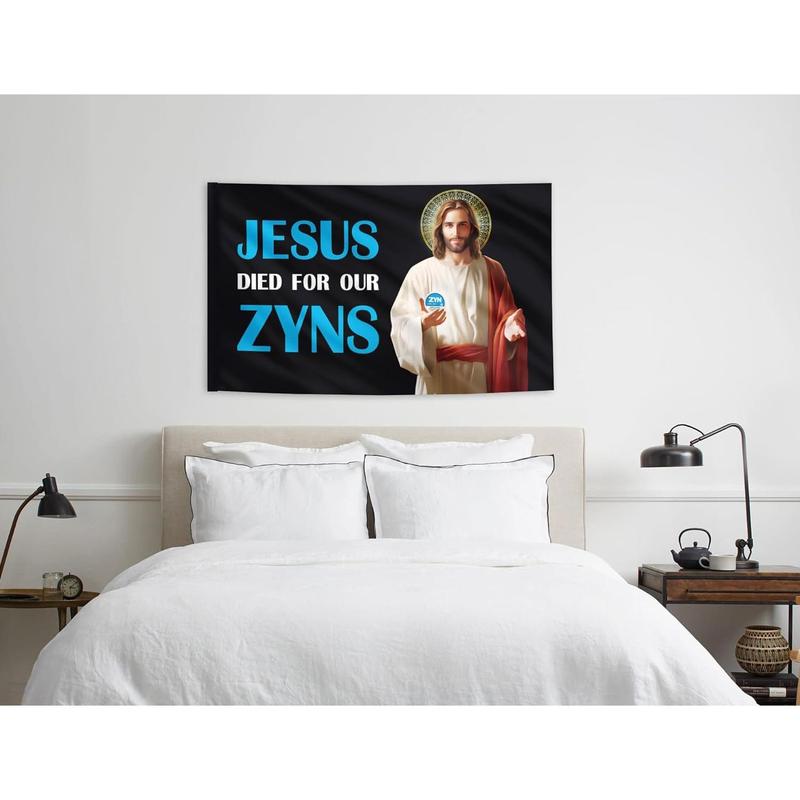 Jesus Died For Our Zyns Tapestry Funny Flags for Room 60x40in College Dorm Room Decor Man Cave Frat Wall Indoor Outdoor Tapestry Lightweight Cotton Linen Decorative Hanging