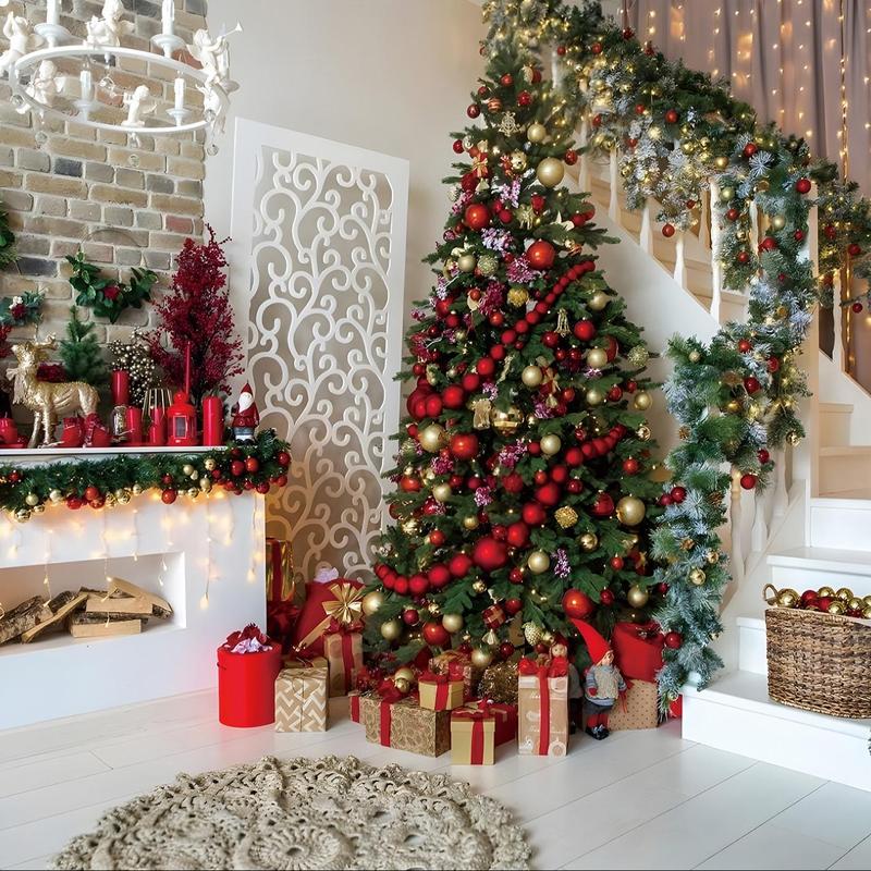 Christmas Tree Pattern Photo Backdrop, 1 Count Holiday Party Decoration Banner, Festive & Party Supplies for Home Living Room Bedroom Kitchen