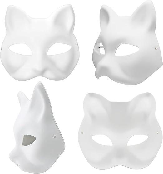 10pcs Cat Masks to Paint White Paper Mask Blank Pulp Masks to Decorate,Mask Painting for Kids DIY Halloween Mask