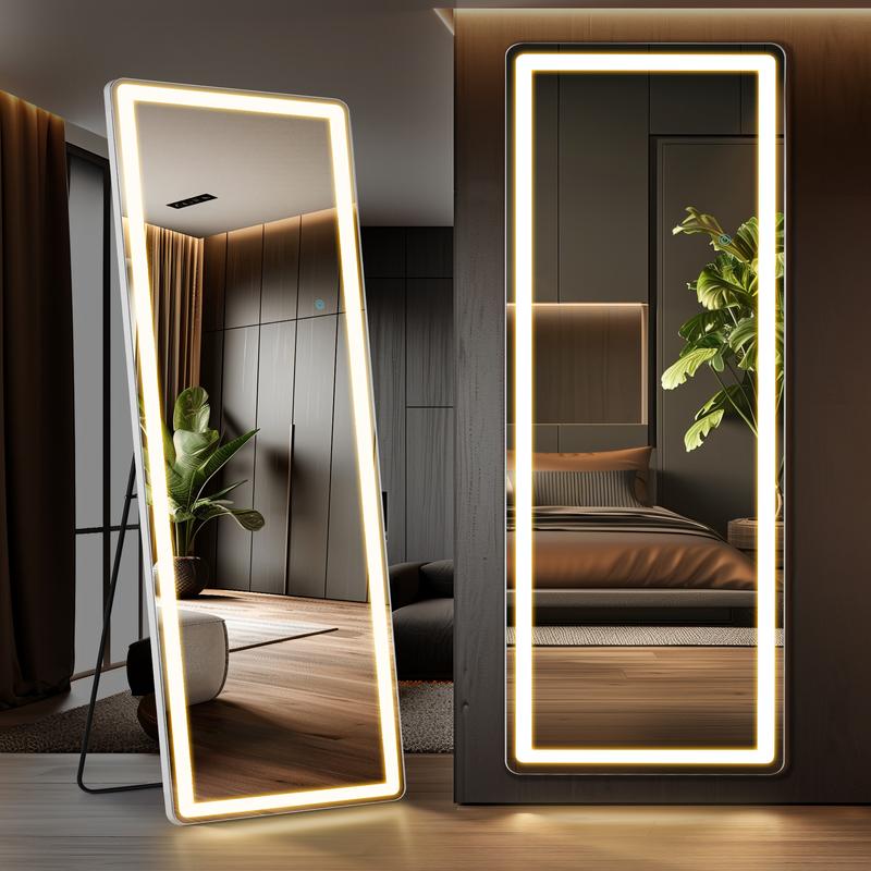 FurniChic Haven LED Lighted Floor Standing Mirror with Stand and Wall Mount-Mirror Durable Glass decorating luxury decorating luxury decorating luxury