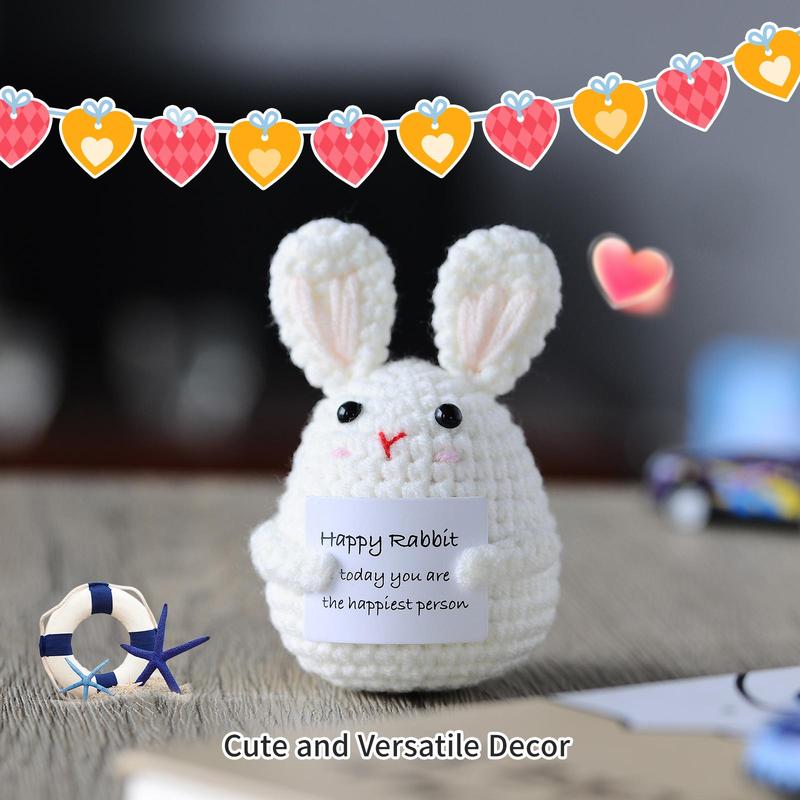 Cute Cartoon Happy Rabbit Design Crochet Ornament, 1 Count Creative Handmade Crochet Decoration Craft Gift, Home Decor Supplies for Living Room Bedroom Office