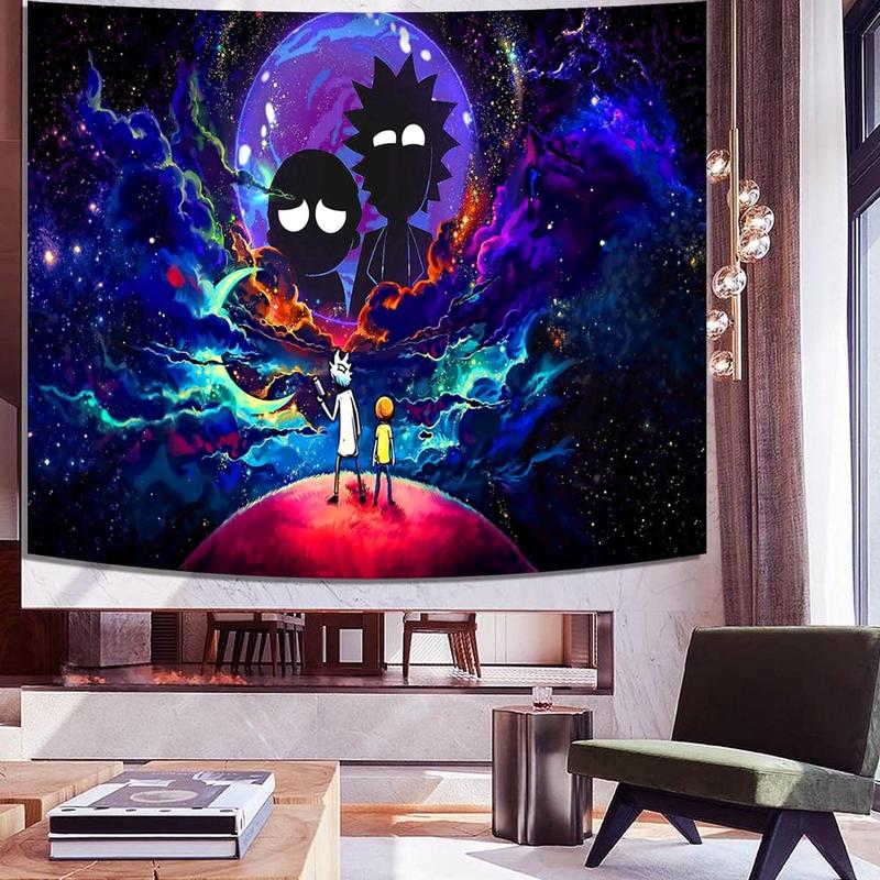 Space Wall Tapestry Hippie Anime Poster for Bedroom Aesthetics Funny Galaxy Star Room Decor Flag Wall Hanging for Teen Girls Men Dorm Living Room (51x60)