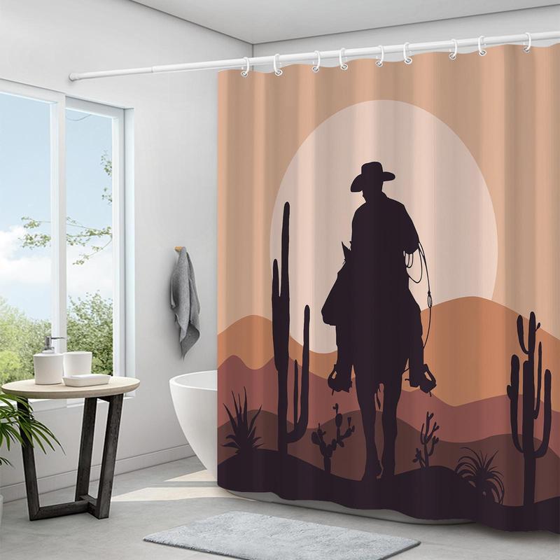 Patterned Shower Curtain, 1 Count Modern Art Character Pattern Waterproof Shower Curtain with Hooks, Bathroom Decoration Supplies for Home Hotel Salon