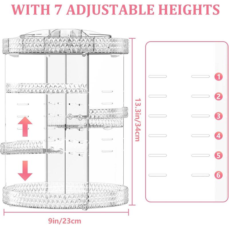 360° rotating 7-layer diamond pattern acrylic cosmetic storage box Organiser Plastic
