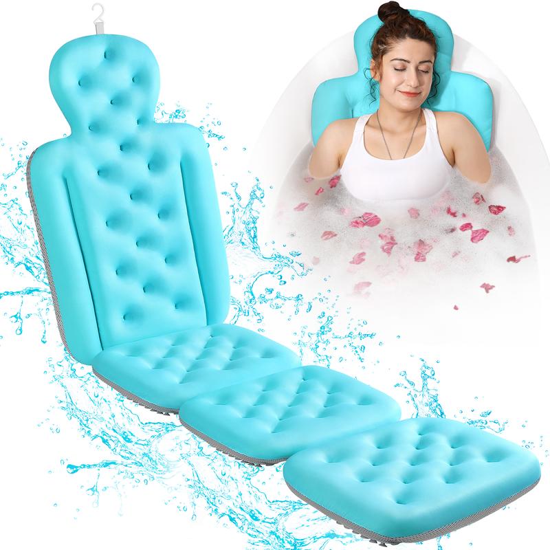 VOXORFull Body Bath Pillow,ThickBathtub Cushion with Laundry Bag,Luxury Tub Pillow for Bath for HeadrestNeck and Back Support Ocean Blue bath mat Gift