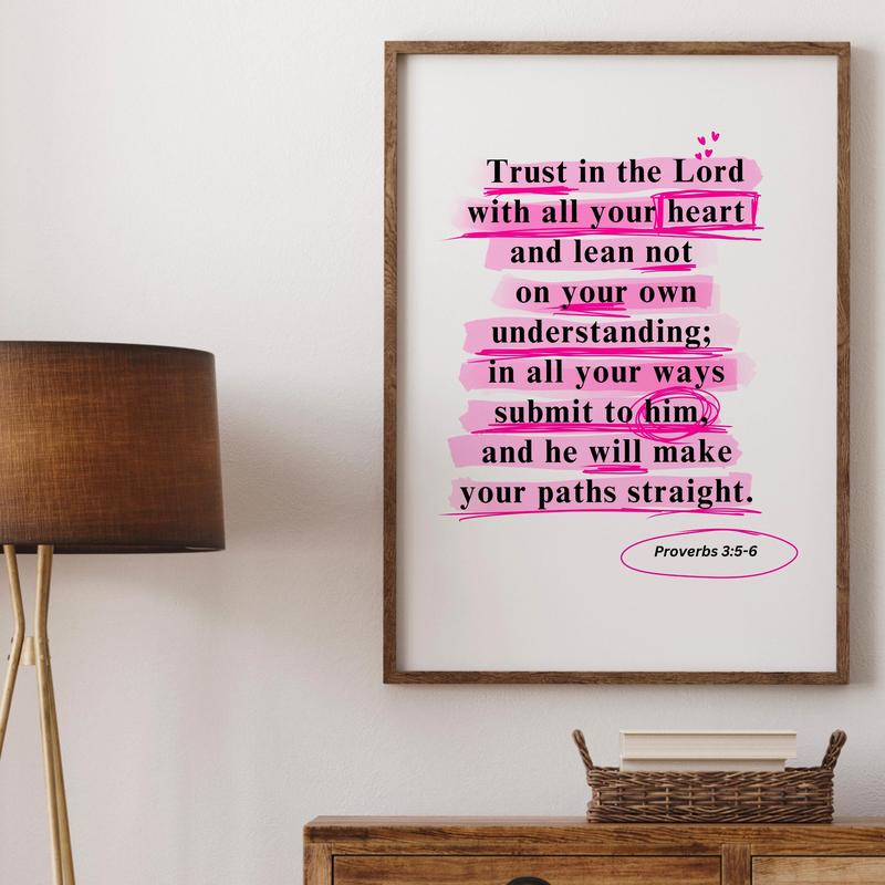 322Eglewood Trendy Modern Christian Art Proverbs God Wall Art Scripture Decor Pink Wallart Bible Verse Wall Art Spiritual Art Religious Unframe