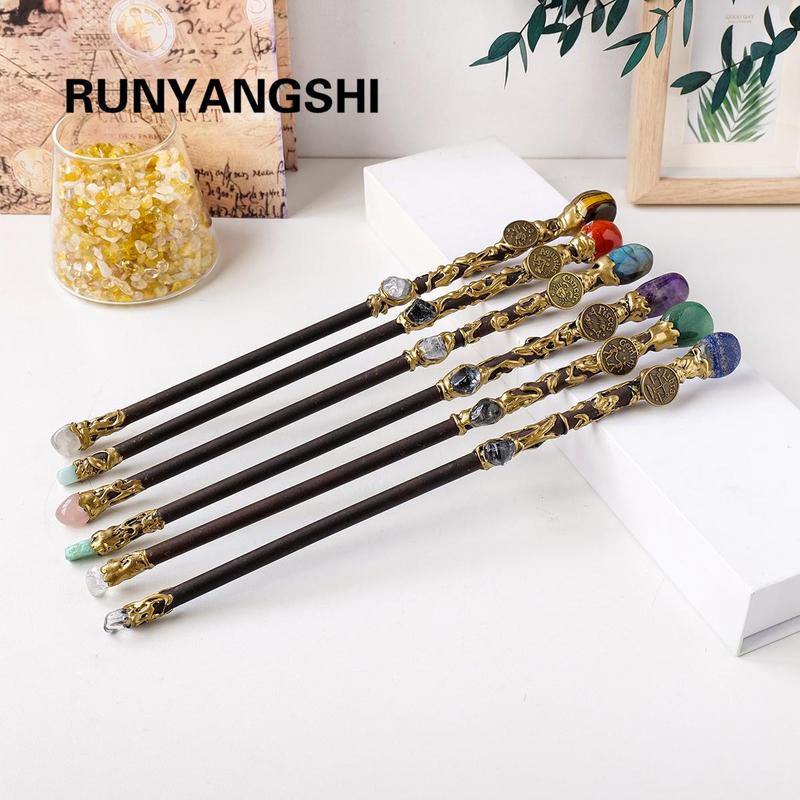 12 Zodiac Signs Natural Stone Magic Scepter, Fairy Lucky Stone Scepter, Exquisite Party Props Accessories, Festive & Party Supplies