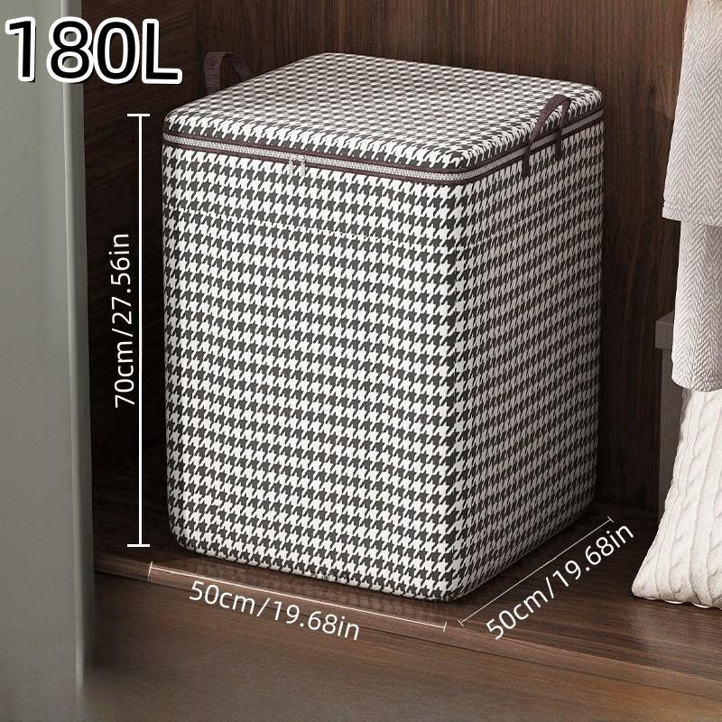 Large Capacity Storage Bag, Houndstooth Pattern Quilts Storage Bag with Zipper & Handle, Durable Dust & Moisture Proof Bag for Clothing Quilts Moving Traveling