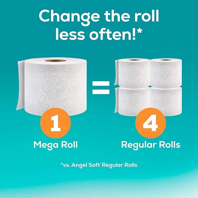 Angel Soft Pack of 16 Mega Rolls of Toilet Paper, Soft and Strong, 320 Sheets per Roll, 2ply, 16 Mega Rolls equivalent to 64 Regular Rolls