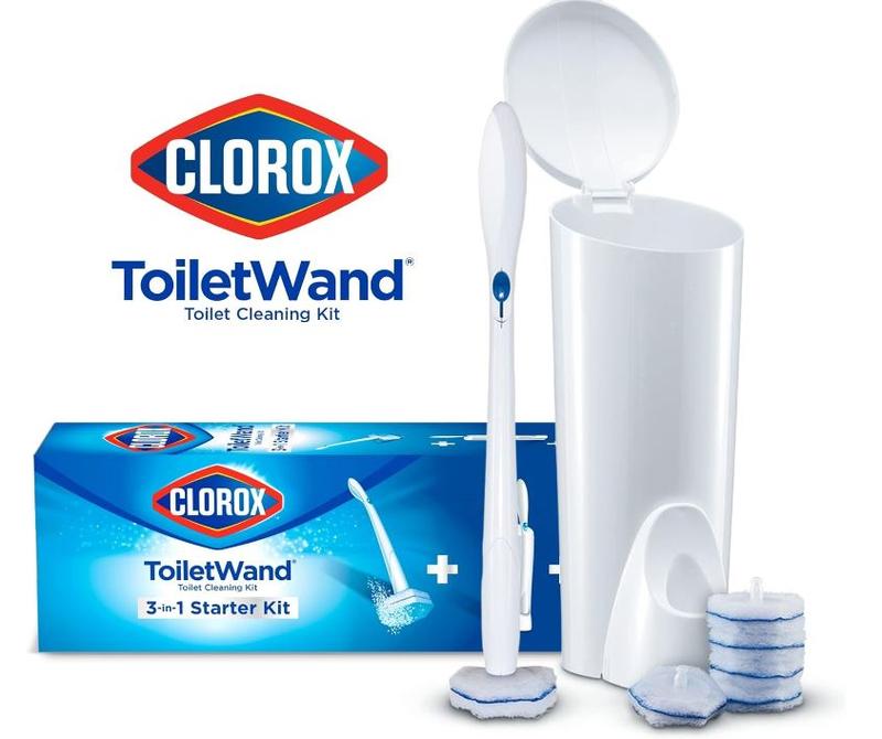 ToiletWand Disposable Toilet Cleaning Kit, Brush, Bathroom Cleaning System with Storage Caddy and 6 Disinfecting Refill Heads (Package May Vary)