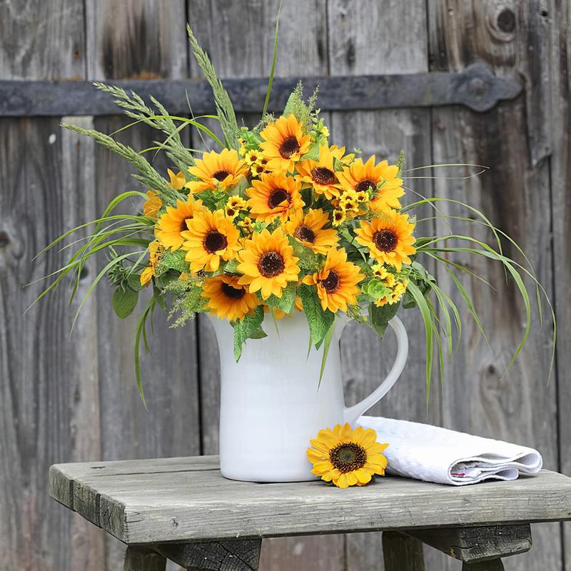 Artificial Sunflower Bouquets,2 Bunches Fake Wildflowers for Baby Shower Home Wedding Spring Decor, Bride Holding Flowers,DIY Garden Craft Art Decor