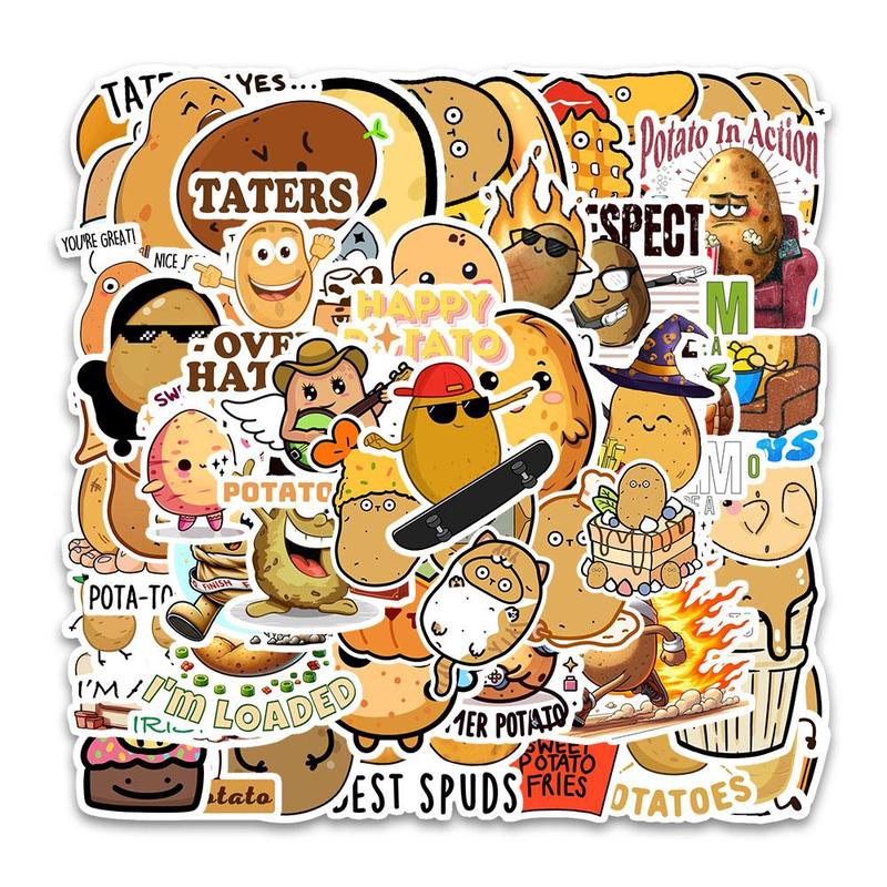 Cartoon Potato Pattern Sticker, 54pcs set Funny Potato Graffiti Decorative Sticker, DIY Decal for Water Bottle, Laptop, Phone Case