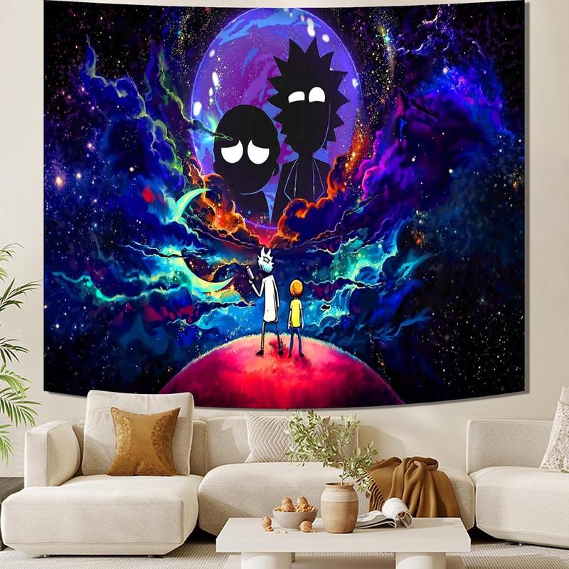 Space Wall Tapestry Hippie Anime Poster for Bedroom Aesthetics Funny Galaxy Star Room Decor Flag Wall Hanging for Teen Girls Men Dorm Living Room (51x60)