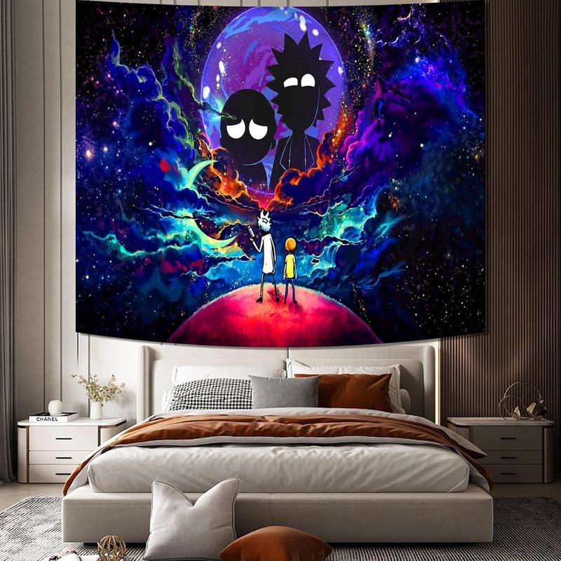 Space Wall Tapestry Hippie Anime Poster for Bedroom Aesthetics Funny Galaxy Star Room Decor Flag Wall Hanging for Teen Girls Men Dorm Living Room (51x60)