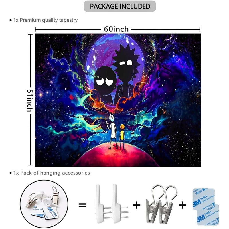 Space Wall Tapestry Hippie Anime Poster for Bedroom Aesthetics Funny Galaxy Star Room Decor Flag Wall Hanging for Teen Girls Men Dorm Living Room (51x60)