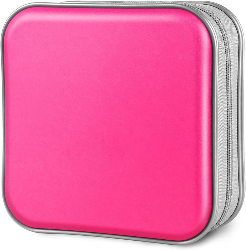 CD Case, 40 Capacity CD DVD Case Holders Wallet Hard Plastic DVD Disc Cases Storage Binder for  Home Office Travel (Hot Pink)