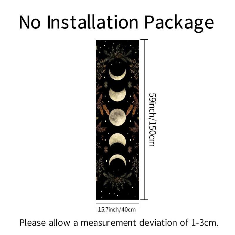 Moon & Plant Print Posters Tapestry for Home Decor, 1 Count Home Decor Boho Moon Phase Wall Hanging Ramadan Decorations, Ramadan Wall Decor for Home Bedroom & Living Room, Cool Bedroom Accessories