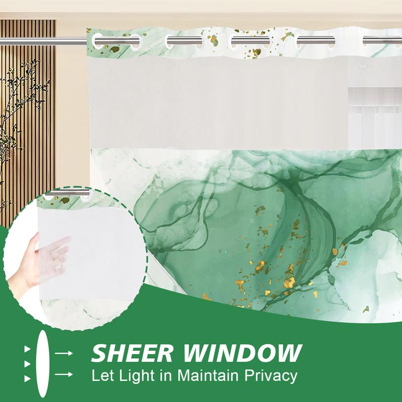 Shower Curtain Set - Hookless Shower Curtain with Snap Liner for Bathrooms with See-Through Top Window (With Rustproof Grommets, Waterproof, Elegant, Lightweight, Standard Size Shower Curtain for Bathrooms) Machine Washable, Holiday Decorations